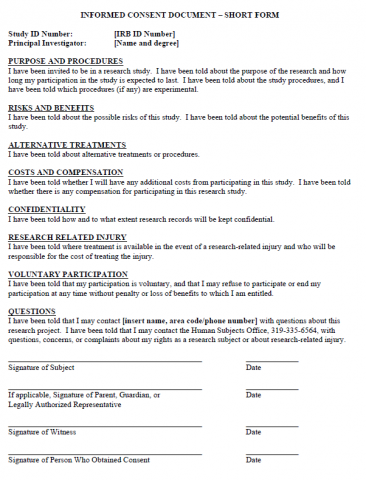 consent form for human research